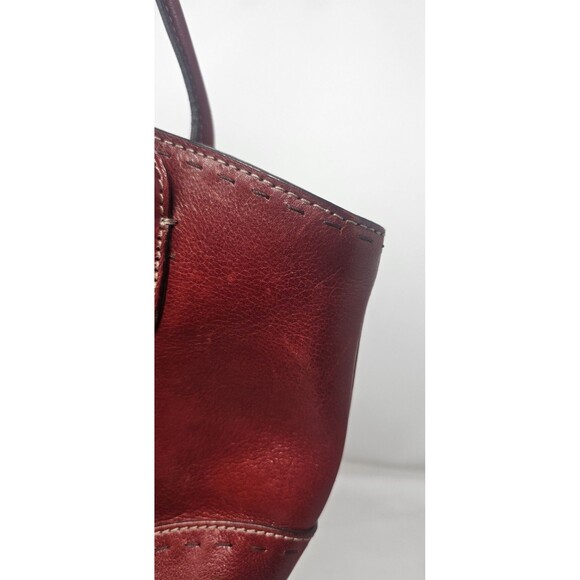 Vintage Fossil Red Leather Sedona Satchel Purse Handbag Double Handles Stitching - Picture 14 of 16